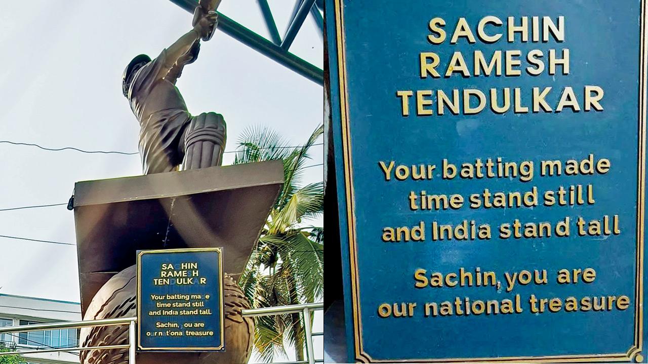 The fallen letters on the plaque in 2024. Pic/Kirti Surve Parade (right) The missing letters that were fixed. Pic/Clayton Murzello
