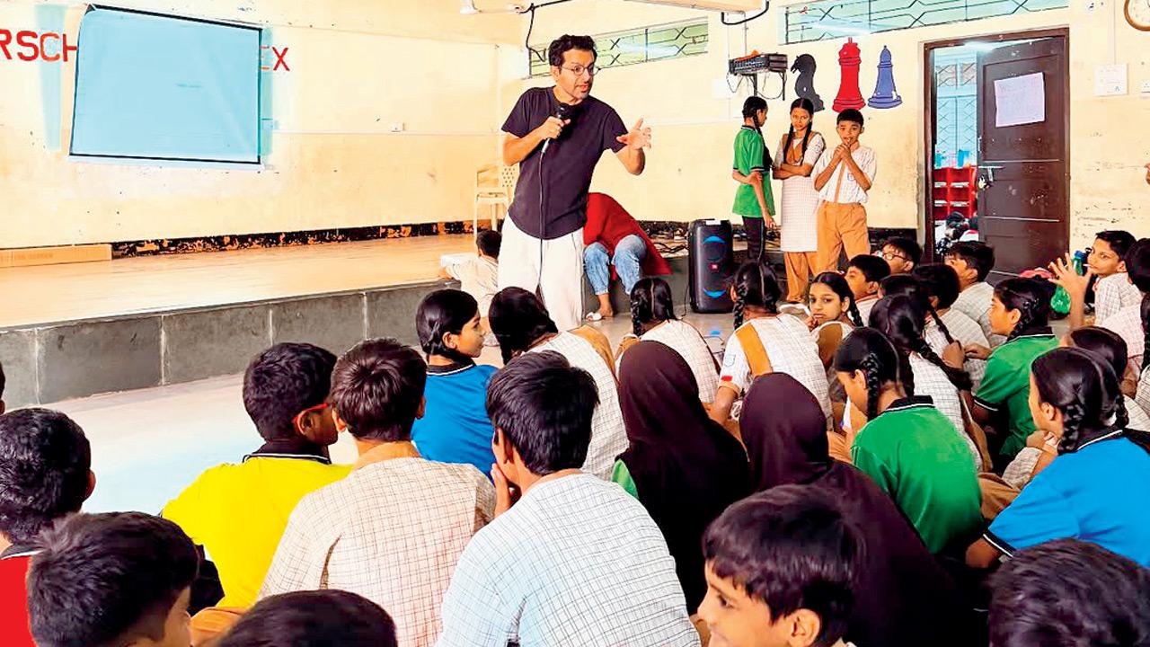 Shakun Batra with the students. PIC COURTESY/BRAIN BRISTLE