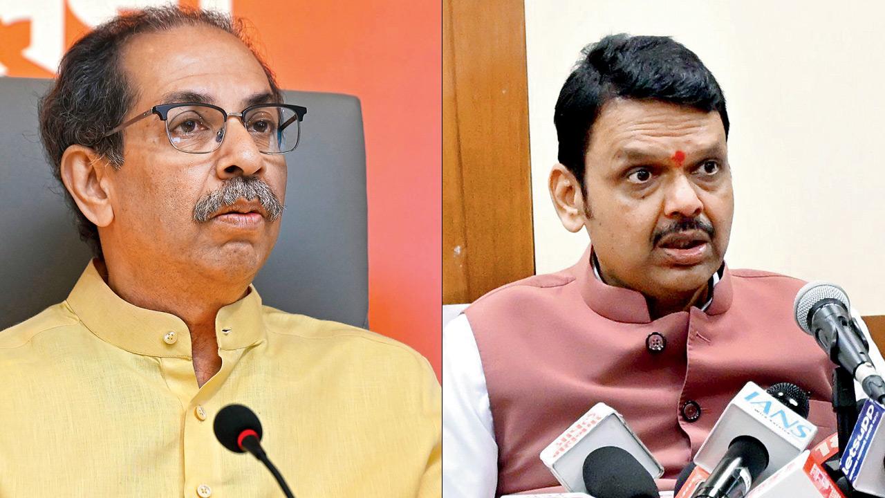 Uddhav Thackeray visited Marathwada to take stock of relief provided to affected farmers. FILE PIC/ASHISH RAJE (right) The CM Devendra Fadnavis-led Mahayuti government had promised a relief package of '31,628 crore. PIC/SAYYED SAMEER ABEDI