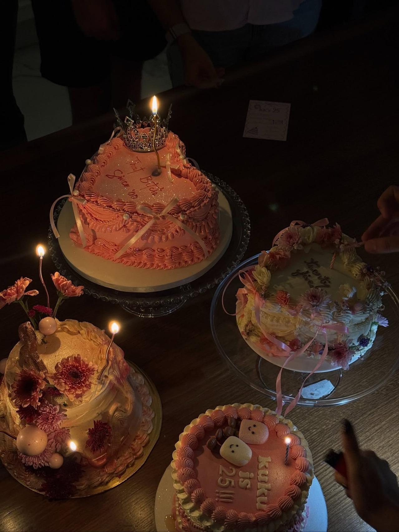 She also shared a glimpse of the four cakes at the celebration. Interestingly, all of them were in pink with different elements like ribbons, flowers, candles and even a crown on one of them.