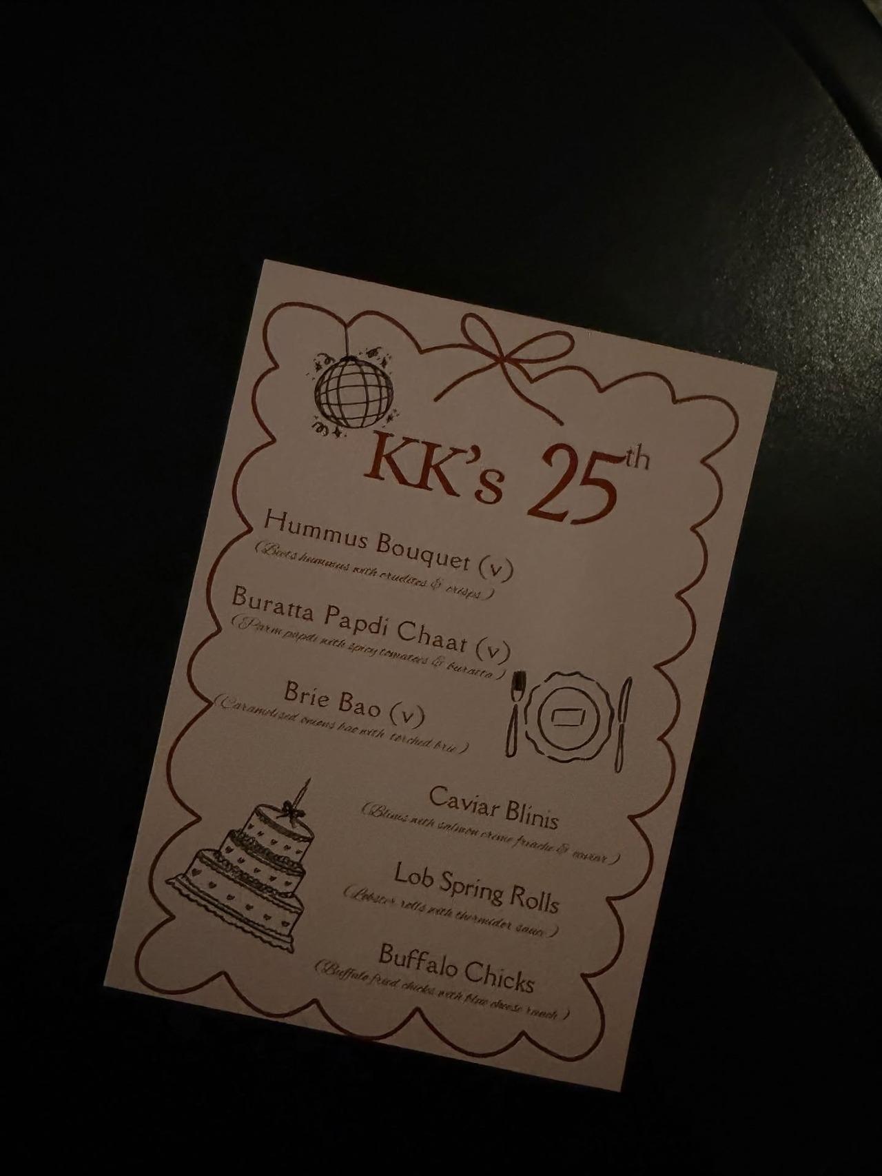 She also shared a glimpse of the menu card showing names of the scrumptious delicacies at the celebration.