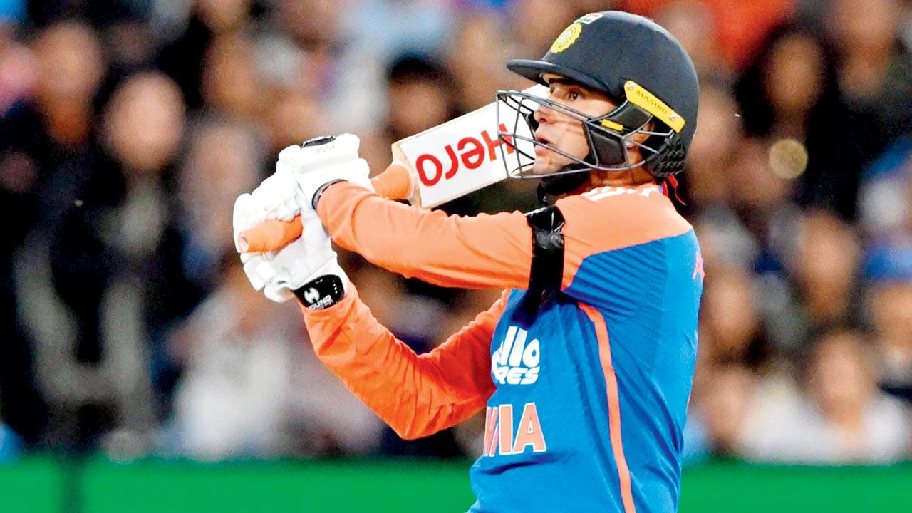India’s Abhishek Sharma during his 68 in the second T20I against Australia in Melbourne  on Friday. Pic/AFP