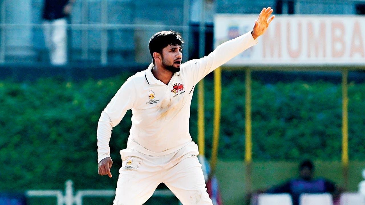 Mumbai’s Musheer Khan during his 2-23 against HP on Monday