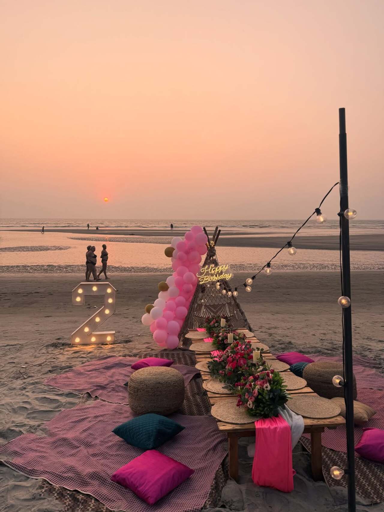 A pretty set-up for the beachside birthday party for Rubina and Abhinav's little angels