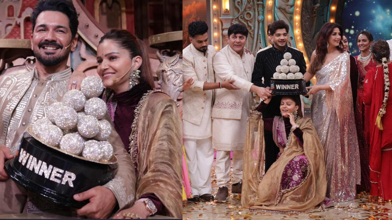 Rubina Dilaik en Abhinav Shukla nemen de felbegeerde Pati Patni Aur Panga-trofee in ontvangst Rubina Dilaik en Abhinav Shukla nemen de felbegeerde Pati Patni Aur Panga-trofee in ontvangst