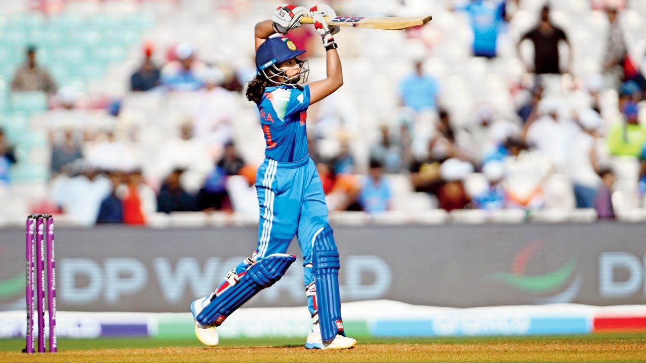 Pratika  Rawal during her 134-ball 122 against NZ at the DY Patil Stadium, Navi Mumbai, on Thursday. Pic/Atul Kamble