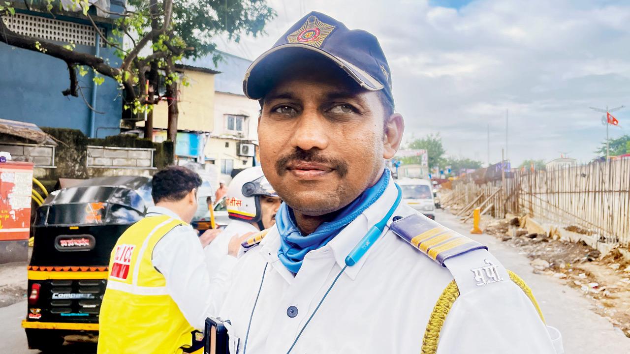 Head Constable Sunil Mohan Bhatt, who manages traffic at the spot