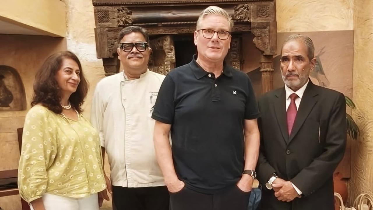 In India on a two-day visit, the UK PM made the time to indulge in local food with a visit to the iconic city restaurant Khyber in the Kala Ghoda neighbourhood in Fort