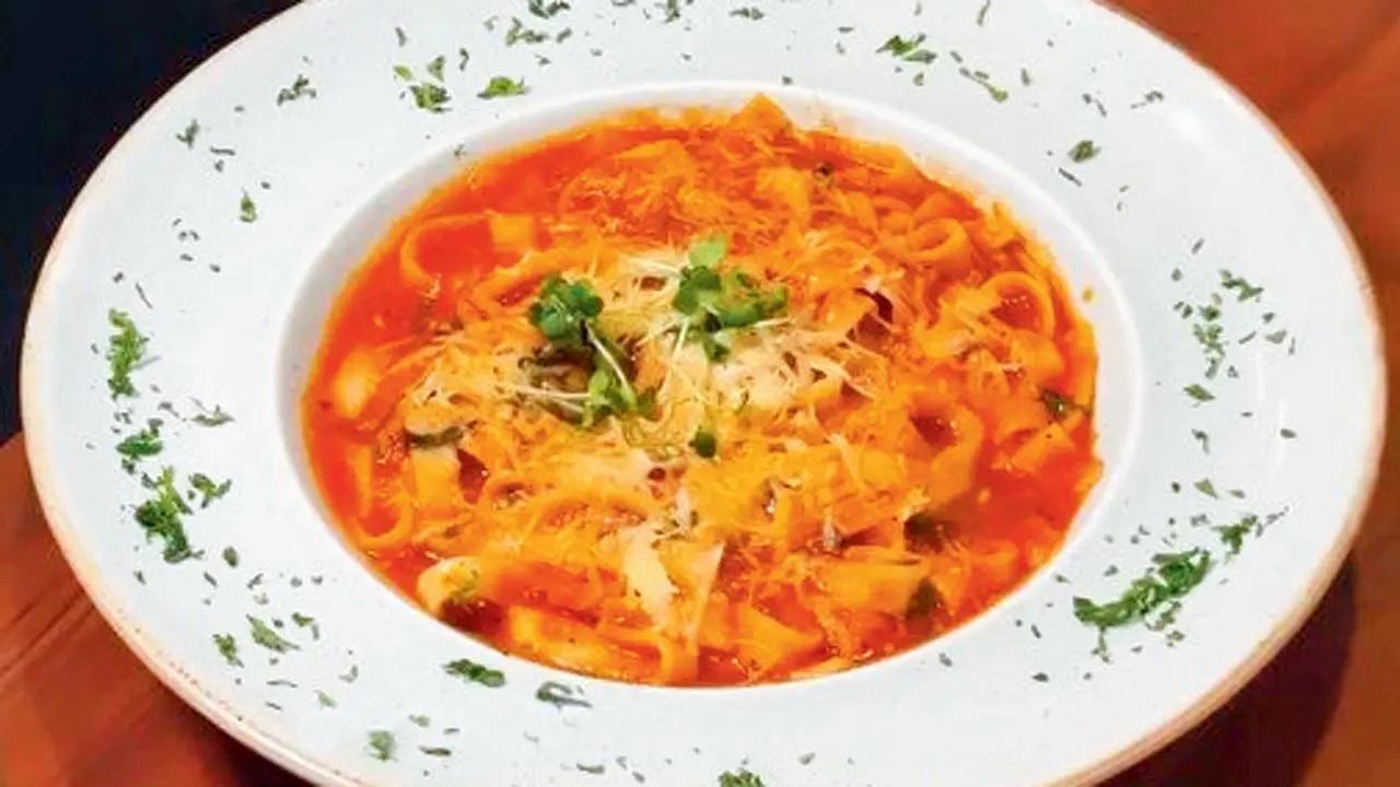 Tang of tomatoDon’t miss out on the Tagliatelle Ai Pomodori — strips of pasta noodles, cooked in a flavourful tomato and basil sauce. You can select a non-vegetarian version, or keep it a light vegetarian tuck-in.At Mia Cucina, Transocean House, MHADA Colony 19, Powai (also at Vikhroli) Call 9595000200 Cost Rs 545