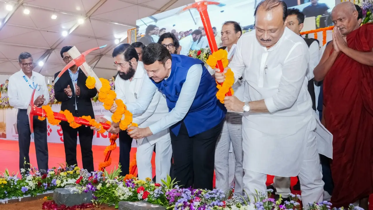 IN PHOTOS: CM Fadnavis, Shinde and Ajit Pawar launch SRA projects in Mumbai On the occasion, Shinde announced that a memorial for Ramabai Ambedkar, wife of Bharat Ratna Dr B. R. Ambedkar, will be built as part of this redevelopment project. Pics/X