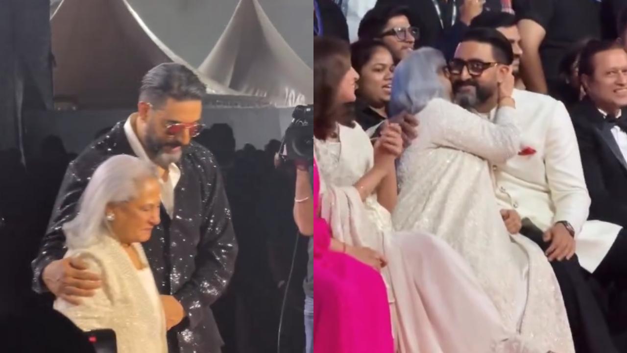 Jaya Bachchan laughs as Abhishek gives tribute to father Amitabh Bachchan