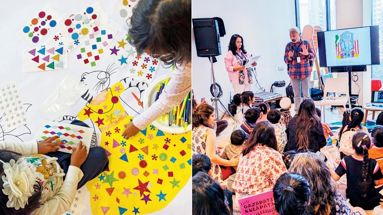 (From left) Children participate in various activities at Peek A Book 2024. Pics Courtesy/Zahra Amiruddin and peek a book