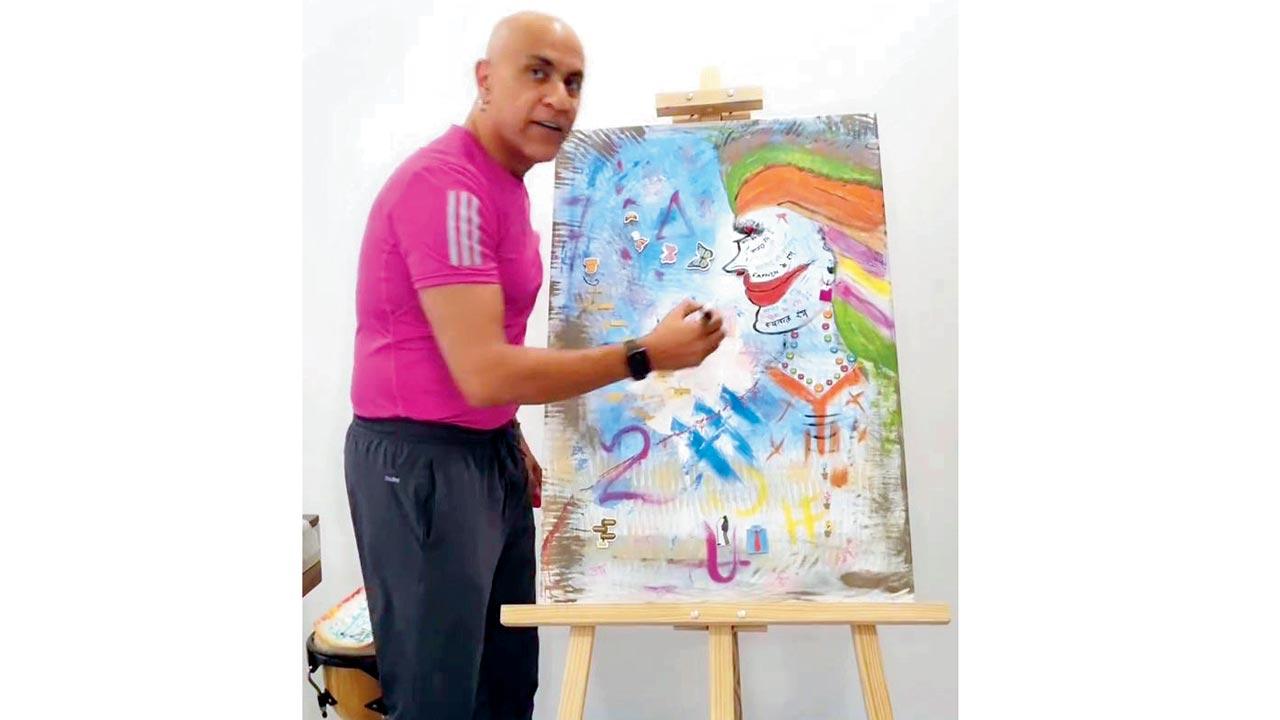 Baba Sehgal paints a canvas. Pic Courtesy/Baba Sehgal
