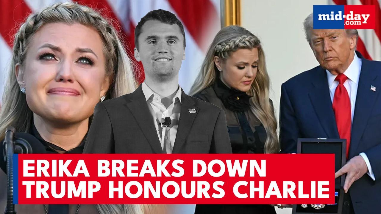 America’s highest honour awarded to Charlie Kirk, Erika gets emotional