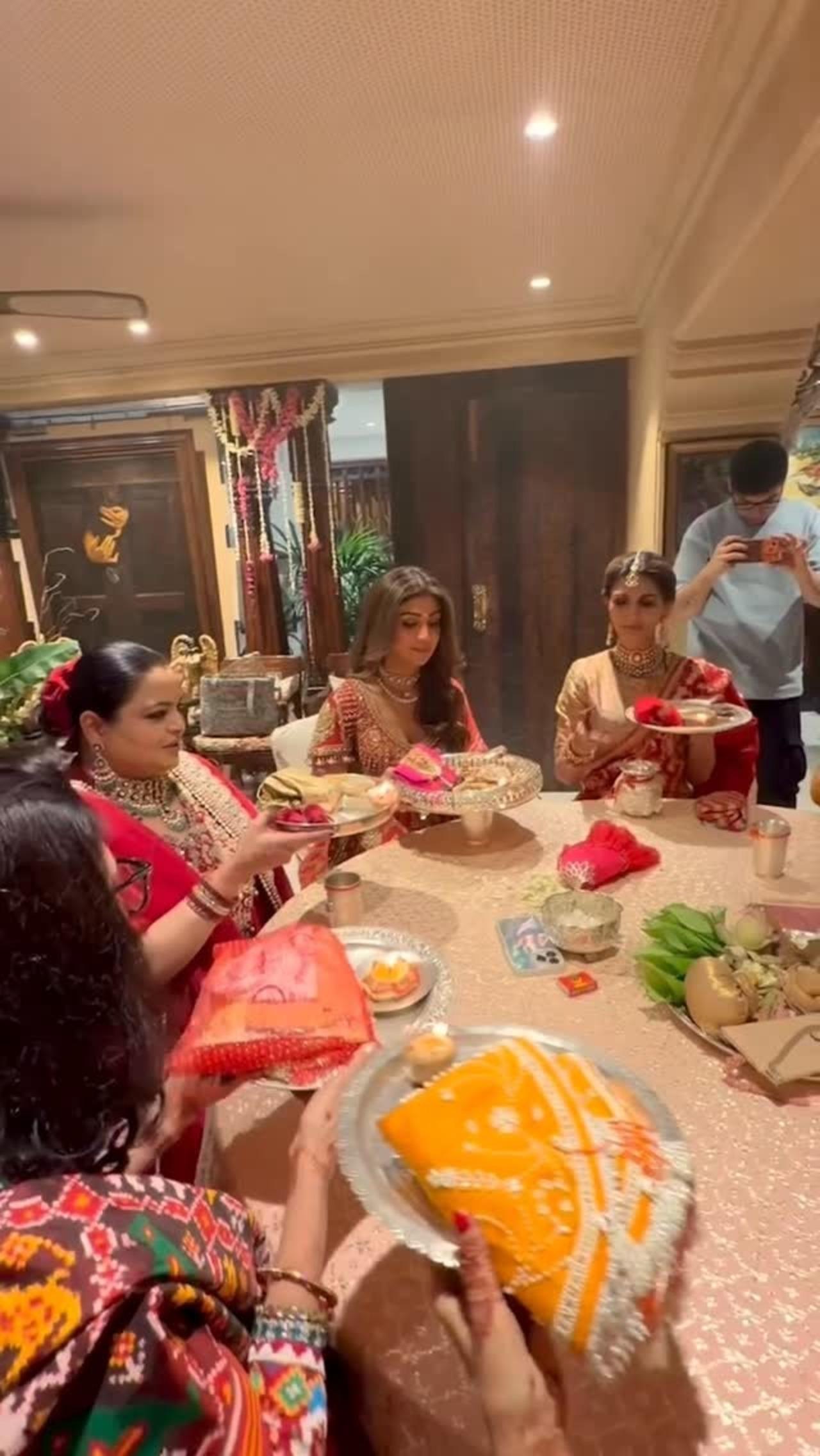 Shilpa Shetty shared a video of the rituals as she joined the ladies at Sunita Kapoor's Karwa Chauth puja.