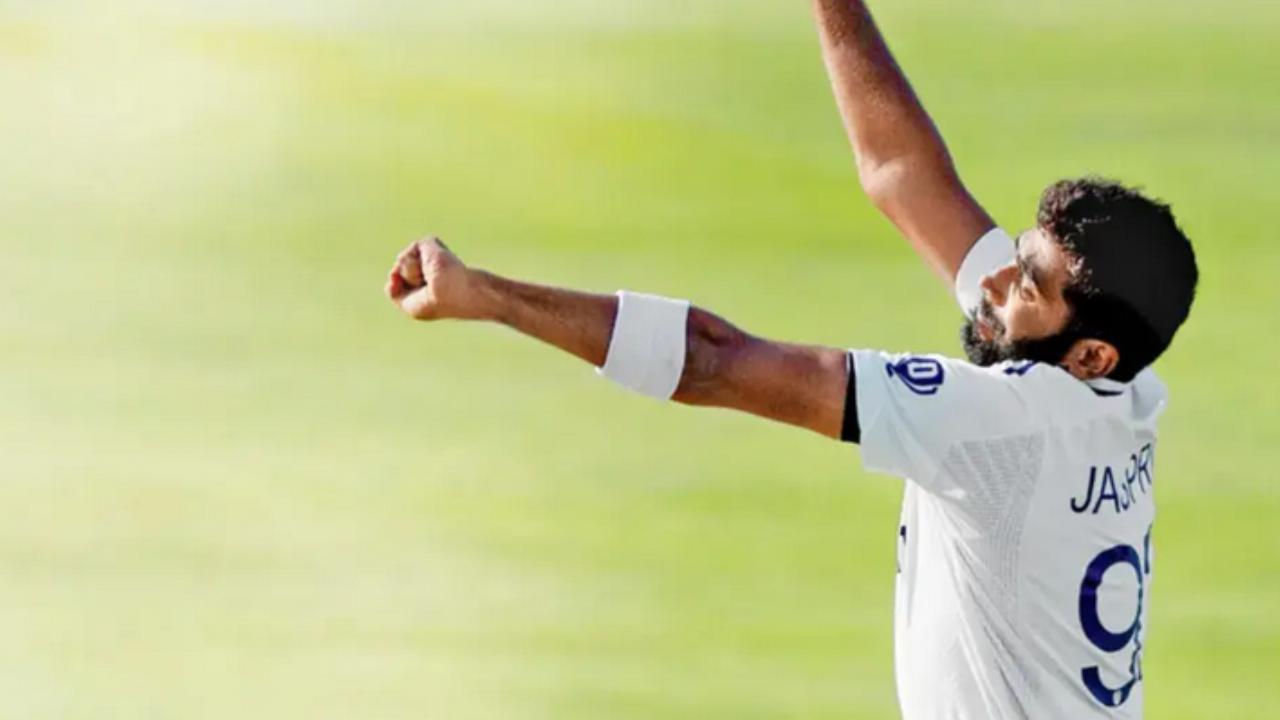 During the first Test match against the West Indies, Team India's Jasprit Bumrah shone by claiming three wickets, conceding 42 runs in 14 overs in the opponent's first innings (Pic: File Pic)