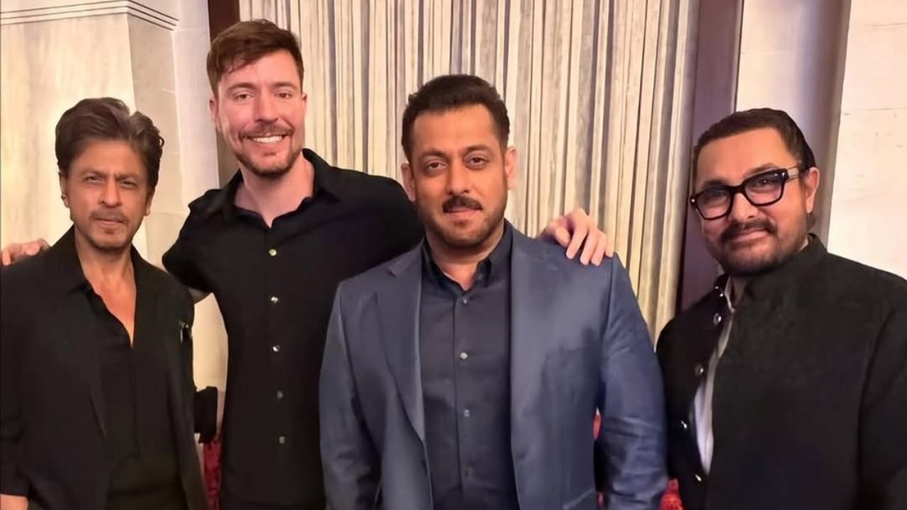 Aamir Khan, Shah Rukh Khan, Salman Khan pose with YouTube superstar MrBeast