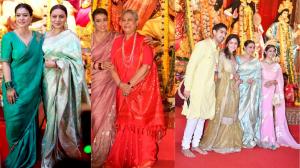 Durga Puja 2025: Desi looks of celebs at Kajol, Rani Mukerji's Pandal