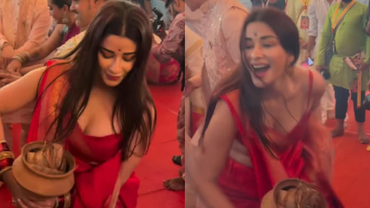 Nyra Banerji trolled for wearing bold blouse at Durga Puja; netizens say 'Dharmik kamo mein..'