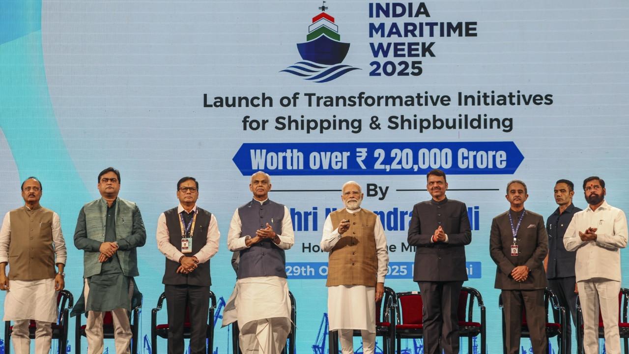 IN PHOTOS: PM Modi attends Maritime Week 2025 in Mumbai Prime Minister Narendra Modi on Wednesday attended and addressed the Maritime Week 2025 in Mumbai. Pics/PTI