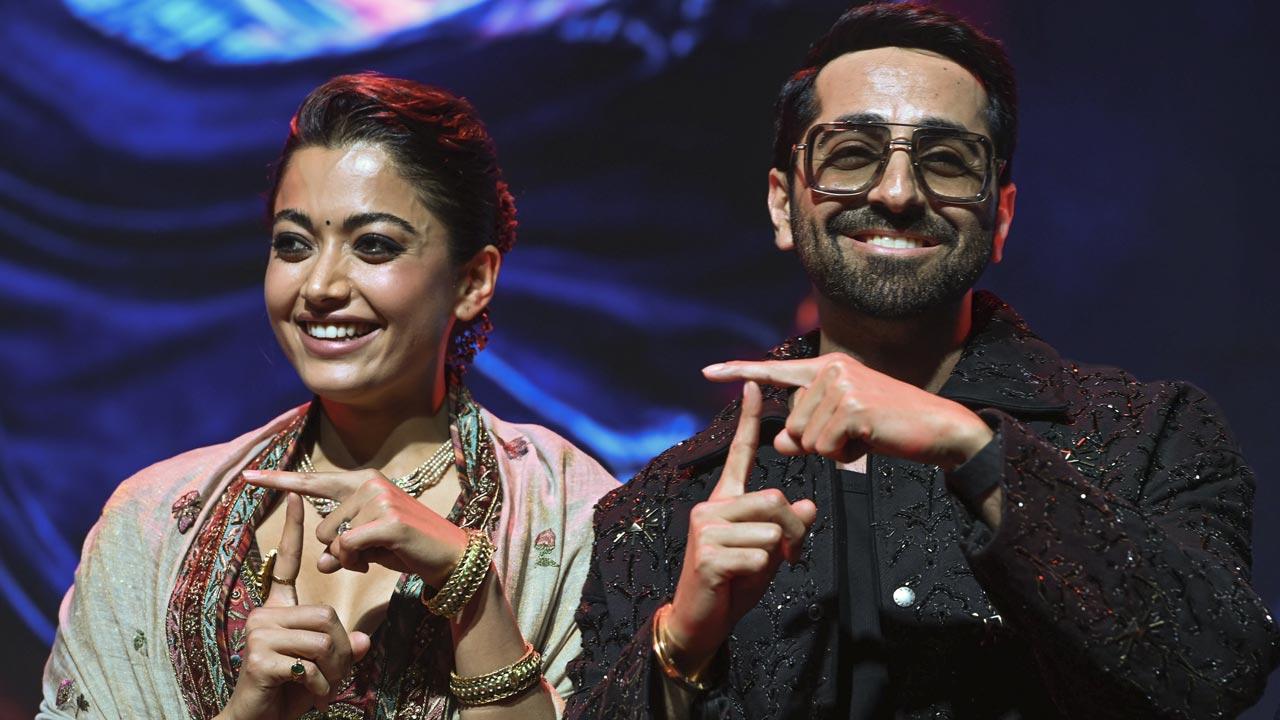 Ayushmann Khurrana, Rashmika Mandanna groove to `Thamma` song in Delhi