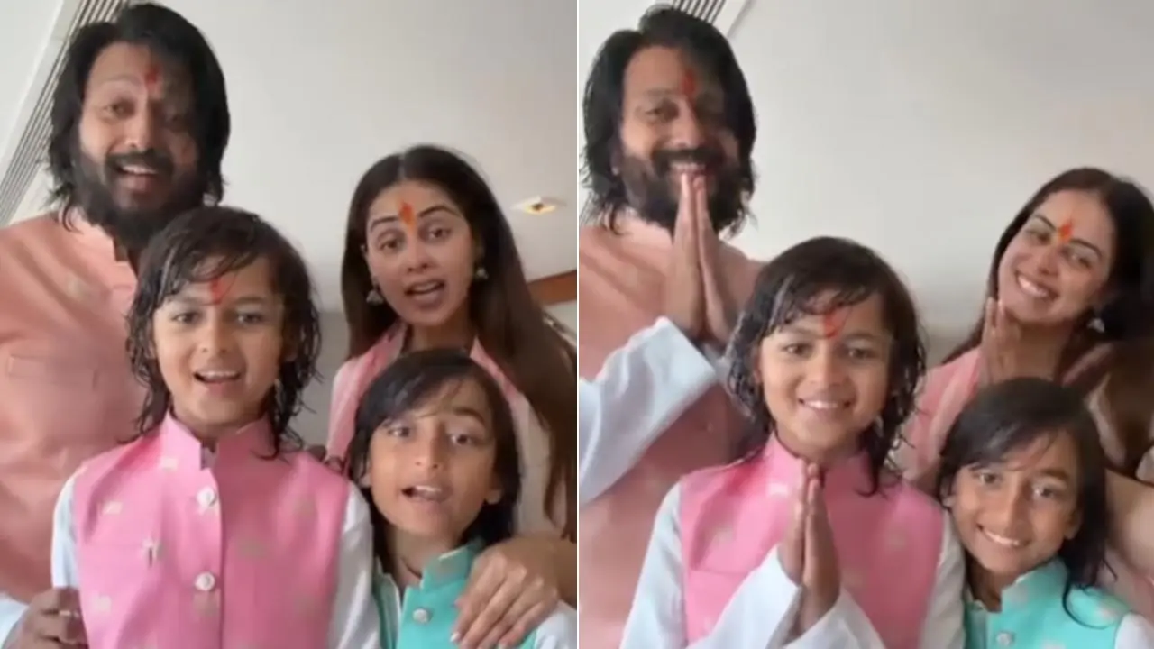 Riteish Deshmukh celebrates Diwali traditionally with Genelia and sons