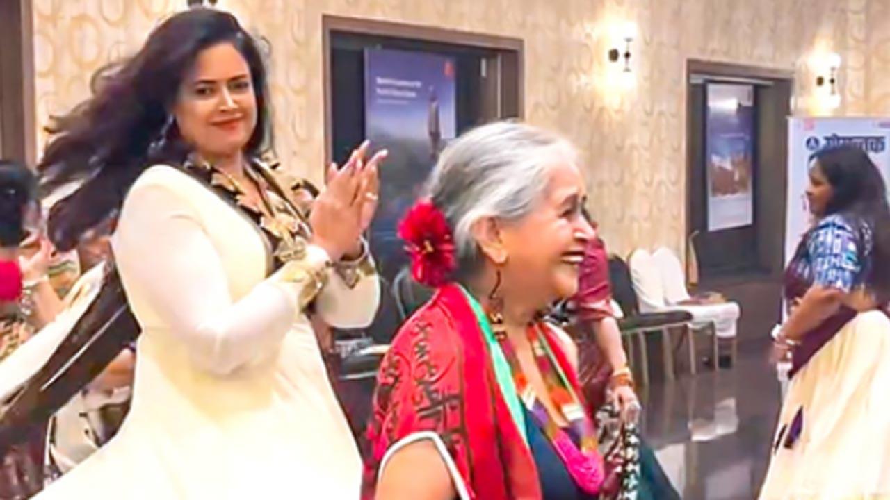 Sameera Reddy attempts Garba for the first time with her Gujarati mother-in-law