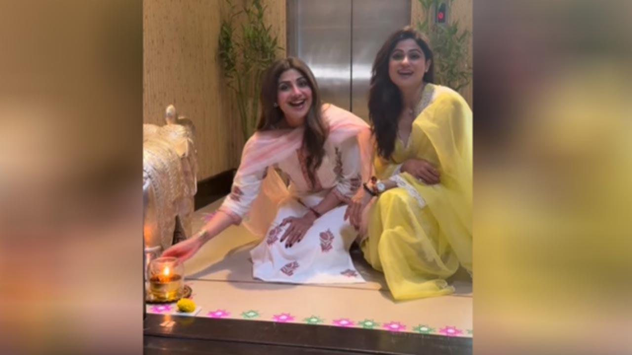 Shilpa and Shamita Shetty kick off Diwali prep with rangoli at home