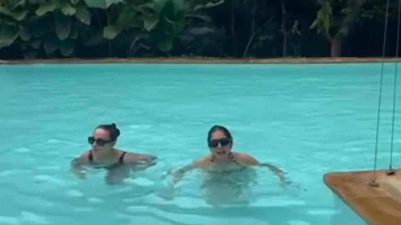 Neena Gupta shares a picture with her swimming partner Neena Gupta shares a picture with her swimming partner