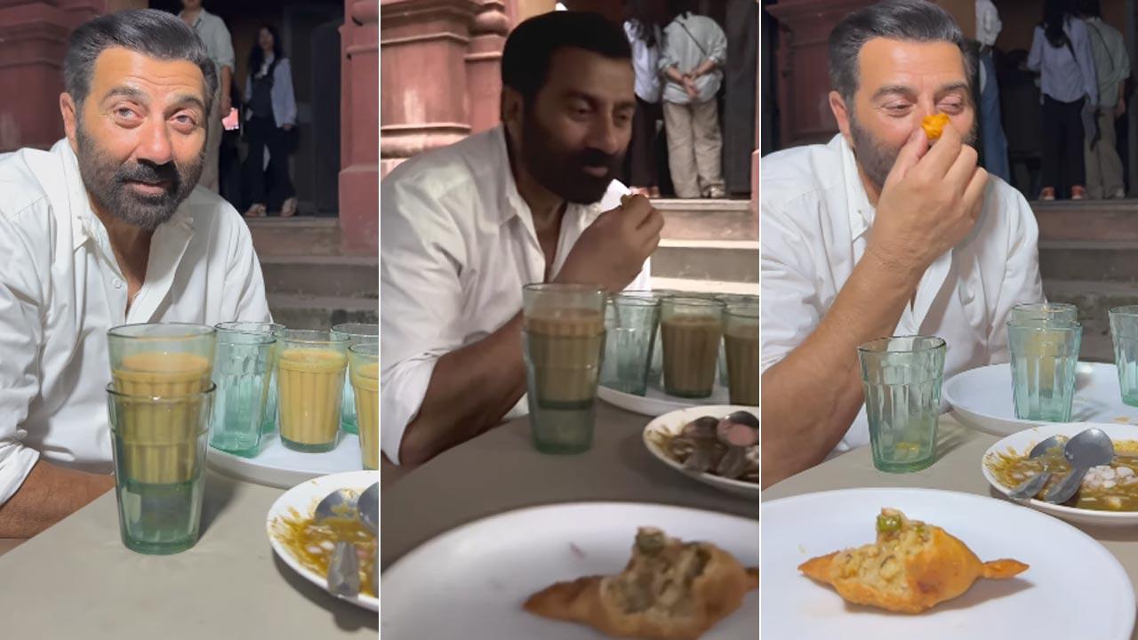 Sunny Deol enjoys samosa while telling fans `stay healthy eat healthy`