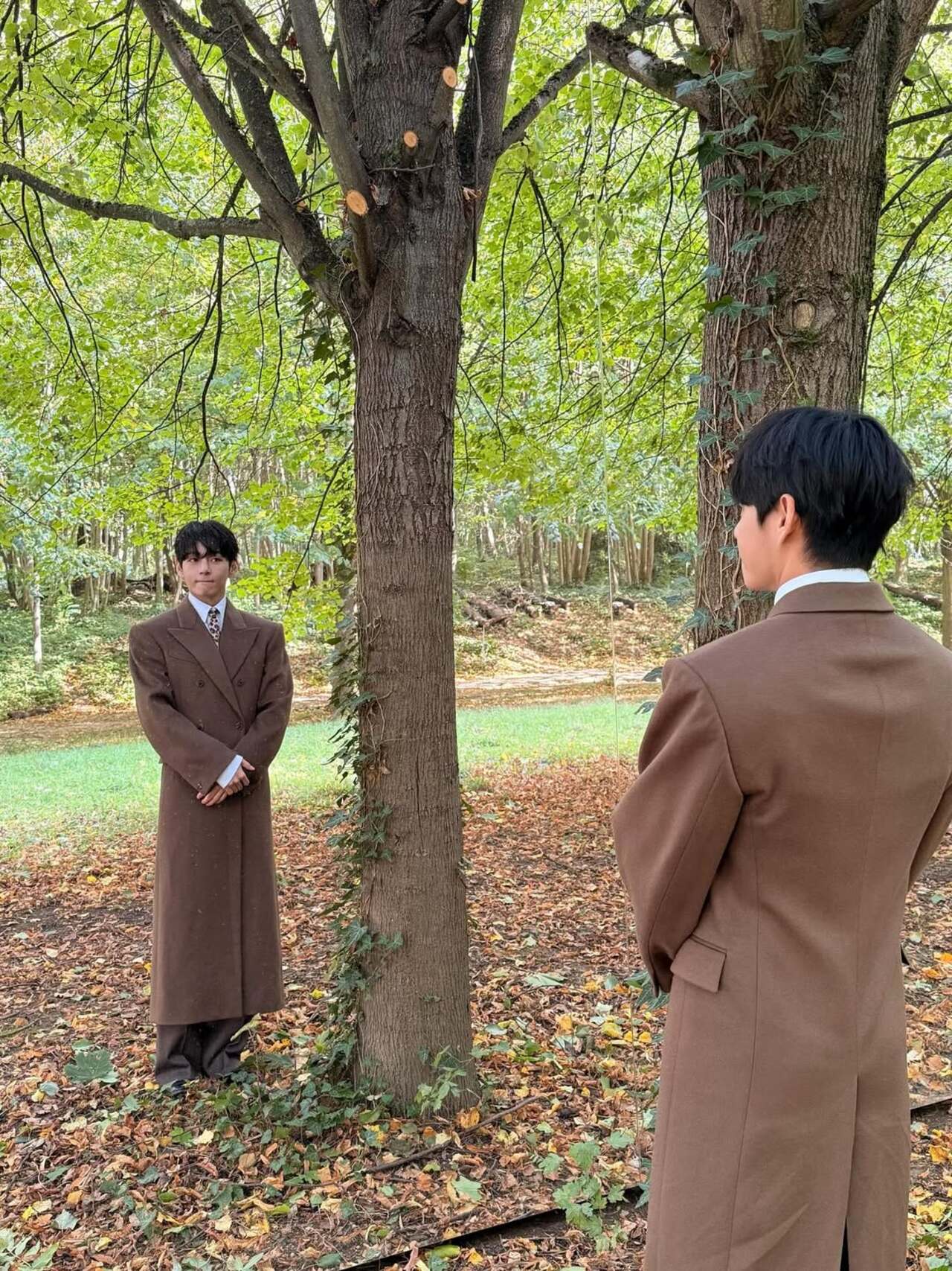 Found being cute in the woods? Kim Taehyung is surely serving looks here 