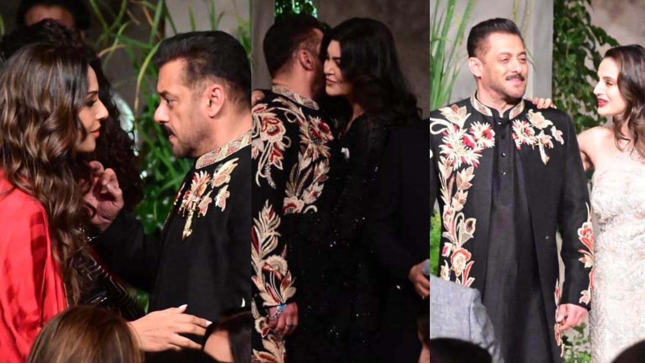 In a clip from inside the event, Salman Khan was seen warmly interacting with actors Bipasha Basu, Sushmita Sen and Ameesha Patel. He graciously greeted them with a hug and shared hearty laugh. 