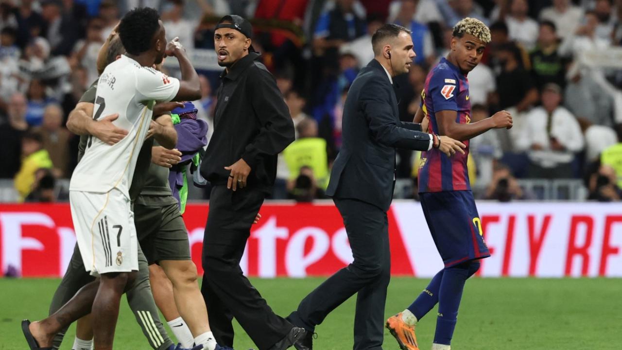 The altercation continued after the game ended, with Madrid forward Vinicius Junior and Barcelona star forward Lamine Yamal, who was successfully contained by Madrid defenders, among those involved