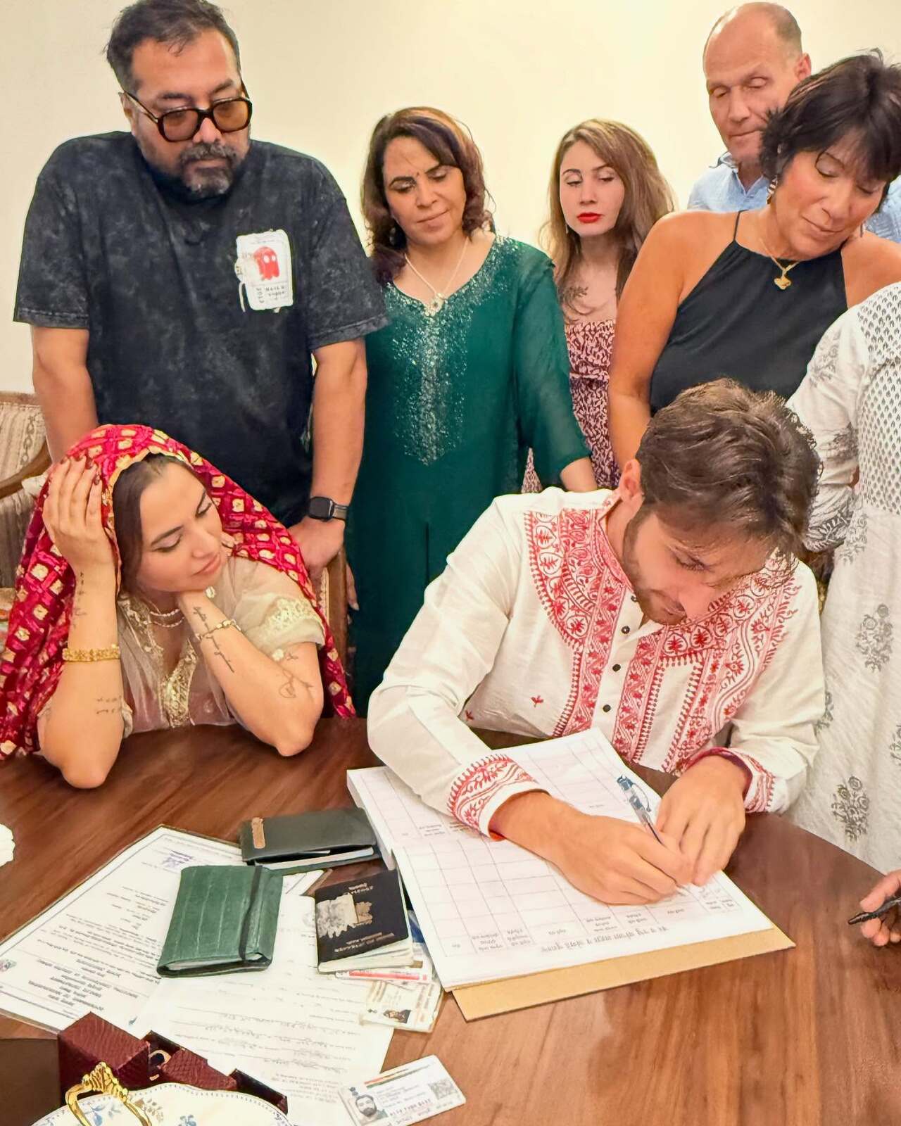 Anurag Kashyap got emotional as he adjusted daughter Aaliyah Kashyap's dupatta during her marriage registration with Shane Gregoire and this glimpse is sure to melt your heart. 