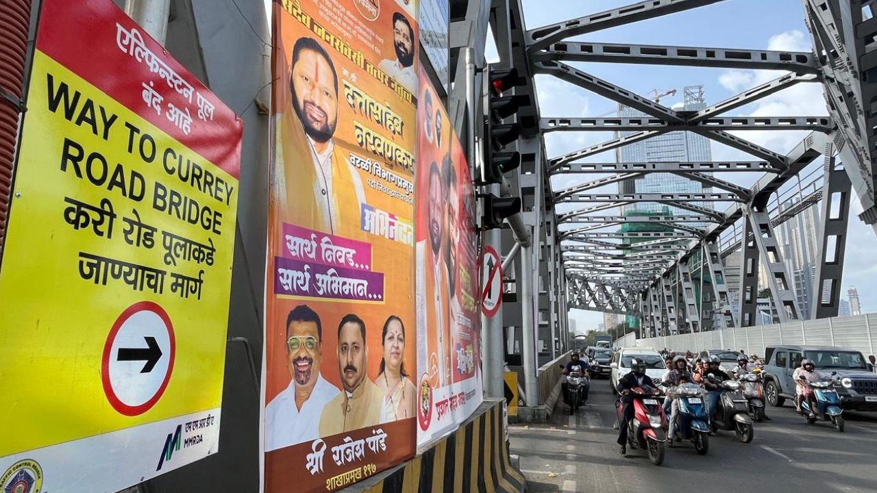 To make sure that commuters do not have to face the hassle, closure boards were also installed at the Elphinstone Bridge signal leading towards Curry Road Bridge by the Traffic Police and MMRDA.