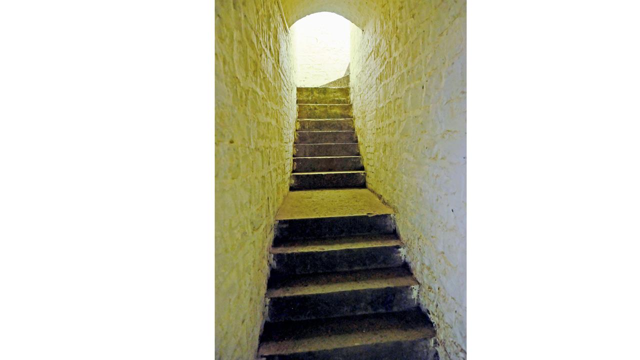 The staircase that leads one to the well-like basement that houses the cash vault. PICS/SAYYED SAMEER ABEDI