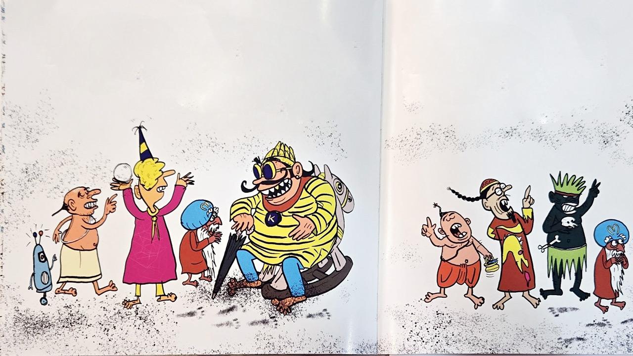 All of the ideas proposed by Minister Gabu and the scholars of the kingdom fail comically, but the tanner’s down-to-earth thinking, over the courtiers’ grander ideas, ultimately saves the day