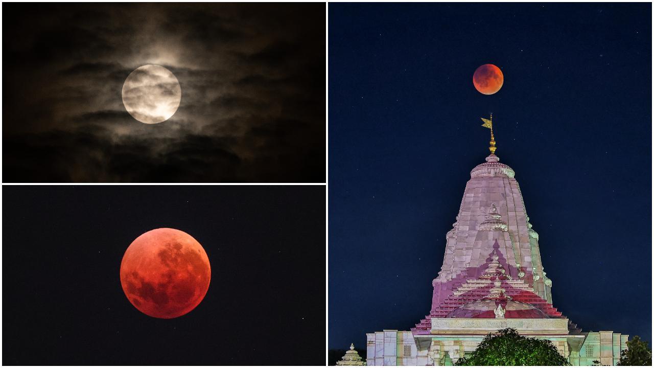 People across the world witnessed the rare occurrence of the total Lunar Eclipse, and more importantly the 'Blood Moon' on September 7. Photos Courtesy: PTI/AFP