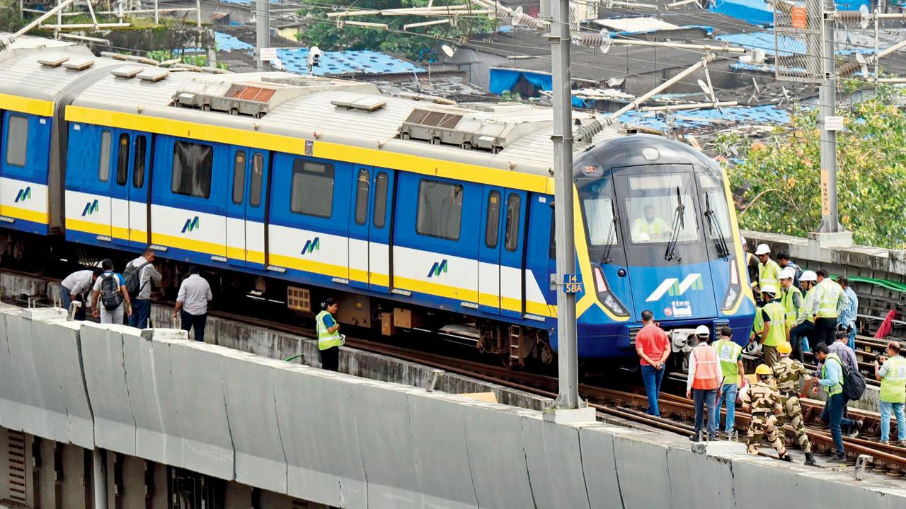 Empty Mumbai Metro train goes off track during trial run