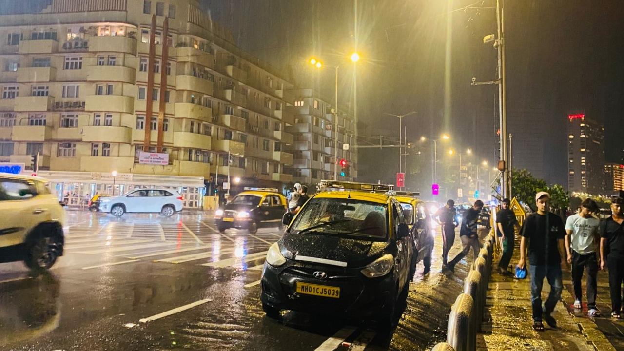 After heavy rains overnight and in the morning, commuters complained of water accumulation on tracks at Dadar, Kurla and Bandra railway stations, and local trains running late by 10 to 15 minutes.