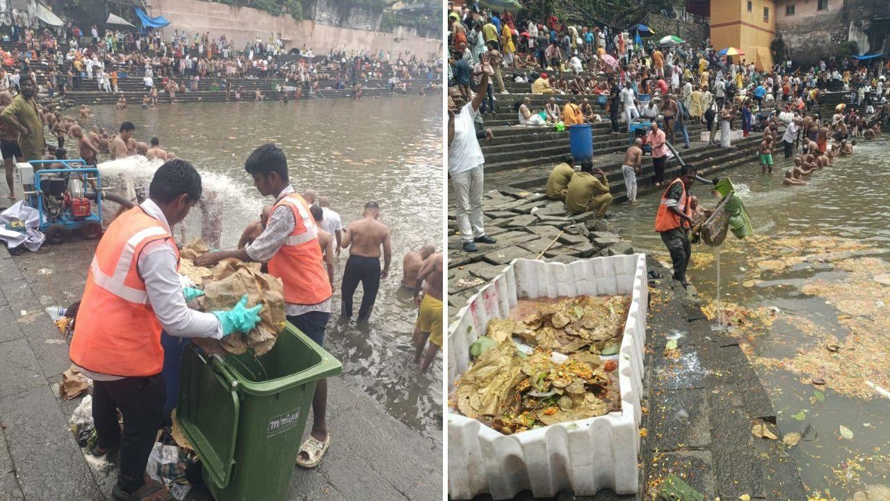 BMC clears 10 tonnes of waste from historic Banganga Tank in three-day drive