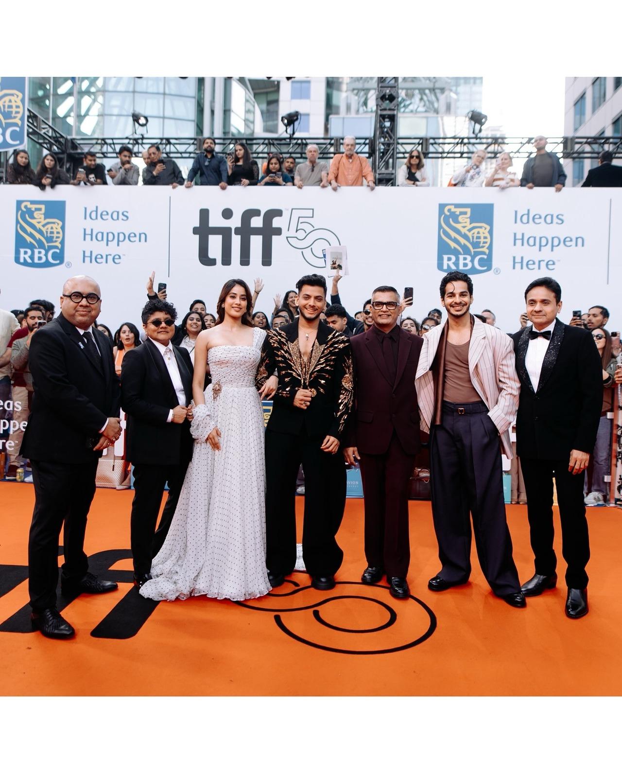 The cast of Homebound, Janhvi Kapoor, Vishal Jethwa and Ishaan Khatter, along with director Neeraj Ghaywan, producer Somen Mishra, and Dharma Productions’ Apoorva Mehta, were seen posing at the red carpet of TIFF 2025.