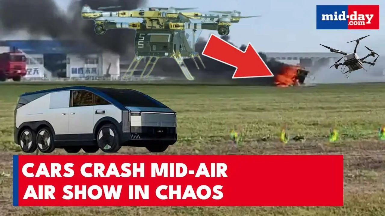 XPeng flying car crashes mid-air at Changchun air show | Dramatic blaze