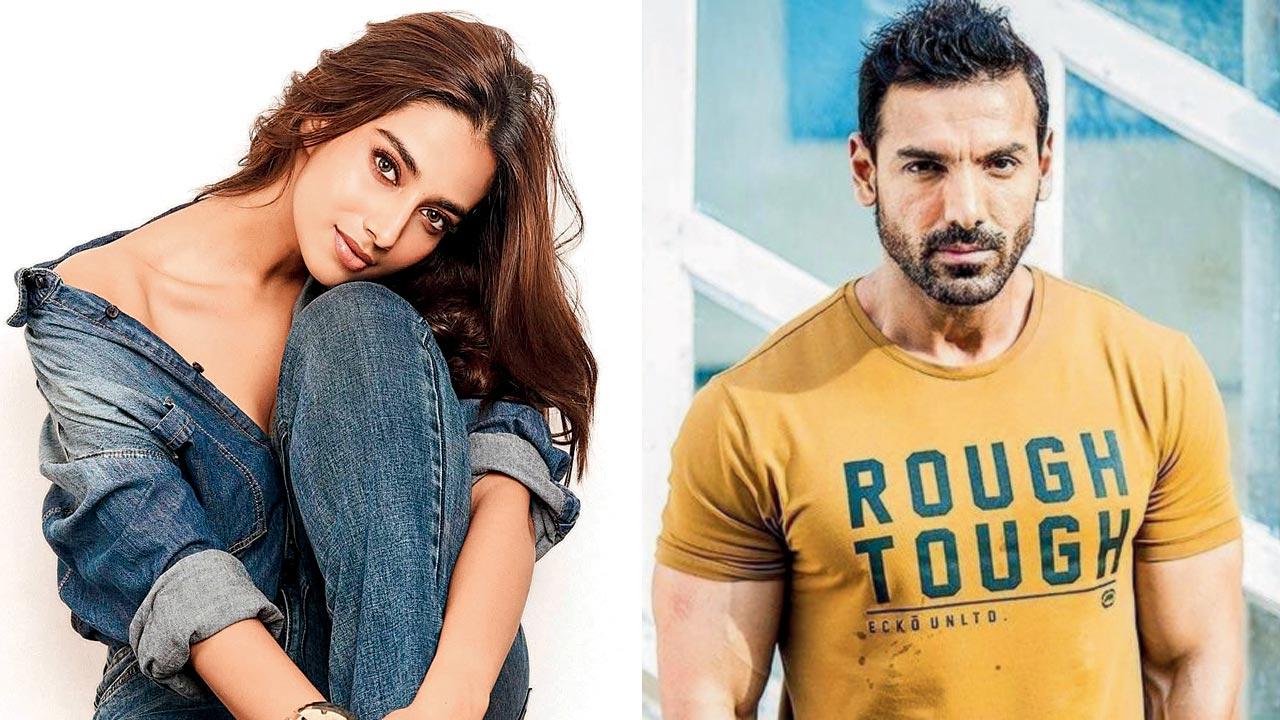 Meenakshi Chaudhary and John Abraham