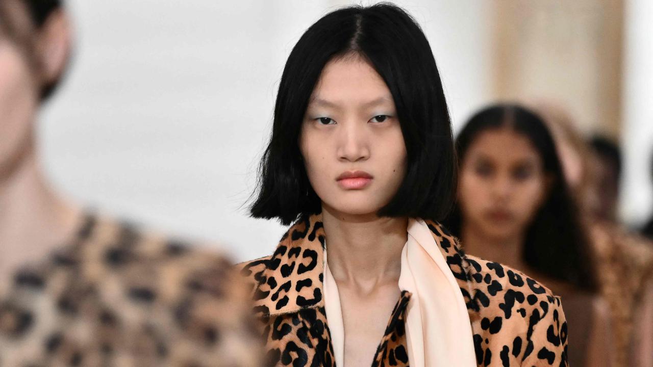 A model on the runway during the Alberta Ferretti collection show. Photo Courtesy: AFP