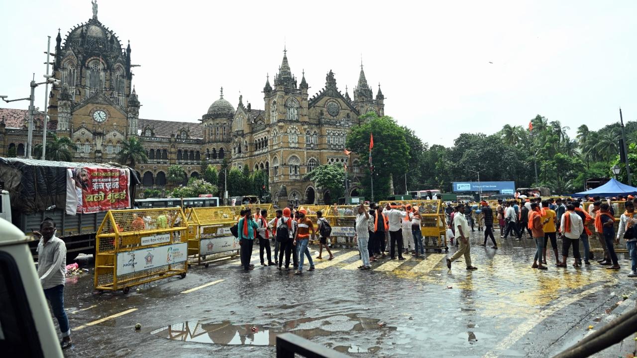Nearly 5,000 vehicles of protesters were parked in south Mumbai on Tuesday, as per the police
