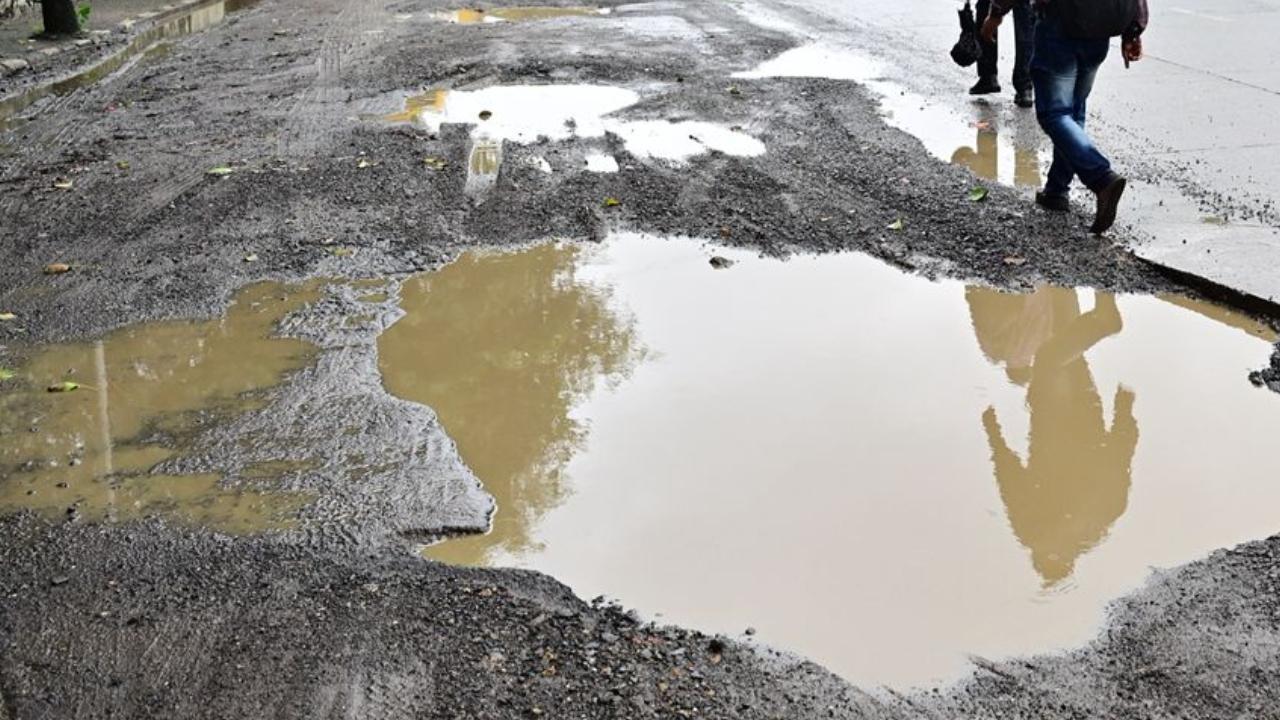 IN PHOTOS: Massive potholes emerge in Mazgaon as heavy rains lash Mumbai