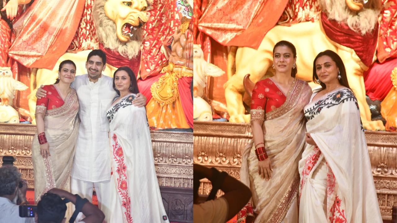Spotted in the city: Kajol and Rani Mukerji reunite at Durga Pujo Pandal