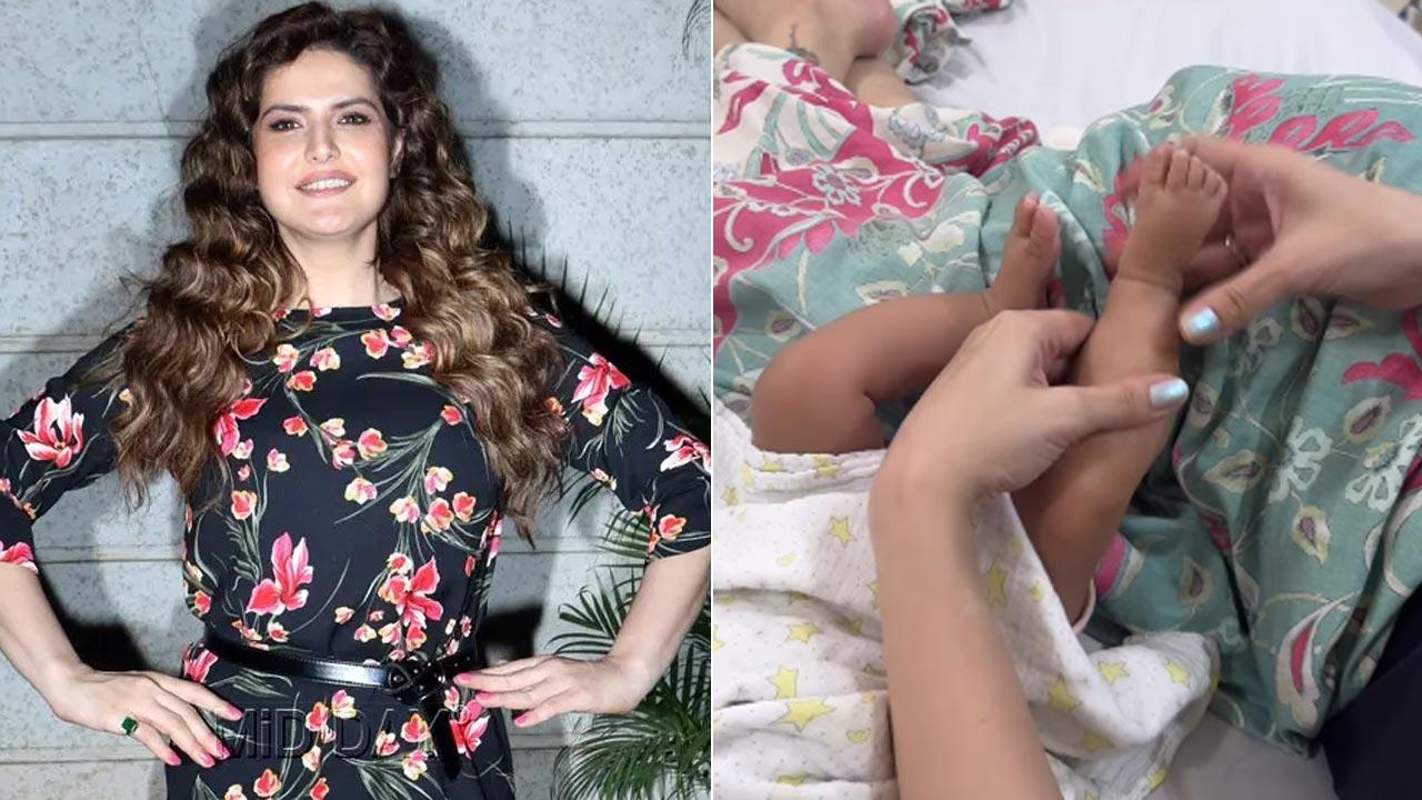 Zareen Khan pampers niece with a foot massage as she turns 4 months old