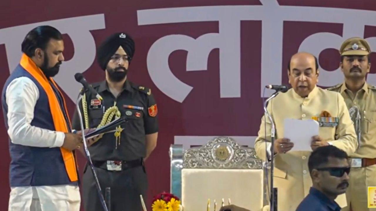 Governor Lt Gen Syed Ata Hasnain (retd) administered the oath of office and secrecy to Choudhry as chief minister and to JD(U)'s Vijay Kumar Choudhary and Bijendra Prasad Yadav as members of the Council of Ministers at the Lok Bhawan